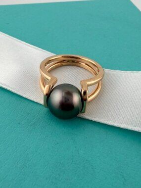 Tiffany & Co. HardWear 18k Rose Gold Tahitian Pearl Ring Size 6 | 9.5-10mm